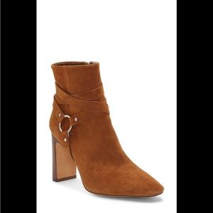 Vince Camuto Sestina Brown Leather Suede Heeled Booties Boots Womens Size 8